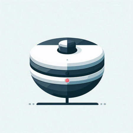 Modern vector illustration of a 3d model of a vacuum cleaner.のイラスト素材