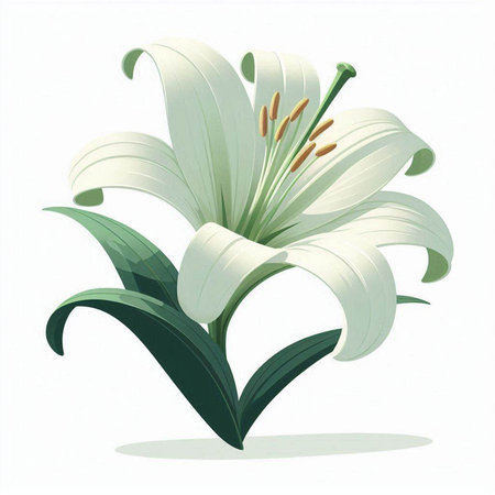 White lily flower isolated on a white background. Vector illustration.のイラスト素材