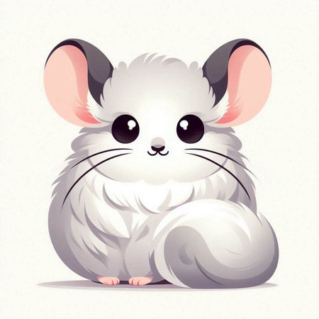 Cute white mouse isolated on a white background. Vector illustration.のイラスト素材