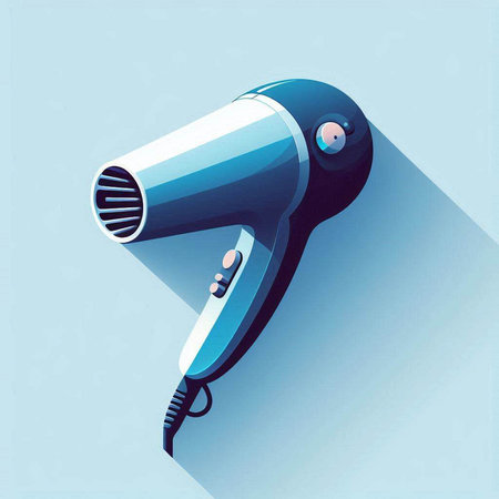 Hairdryer isolated on blue background. Hairdryer vector illustration.のイラスト素材