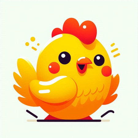 Cute cartoon chicken. Vector illustration of a funny yellow chicken.のイラスト素材