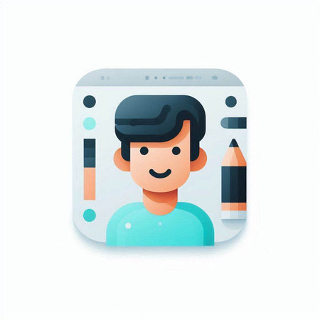 Man with pencils in hand. Vector illustration in flat style.のイラスト素材