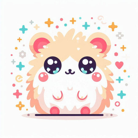 Cute cartoon hedgehog with colorful confetti. Vector illustration.のイラスト素材