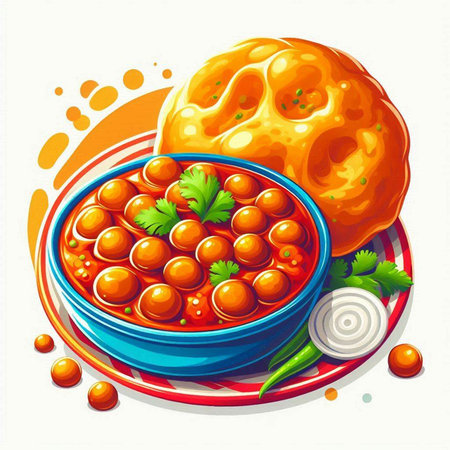 Bowl of chutney with onion and parsley. Vector illustration.のイラスト素材