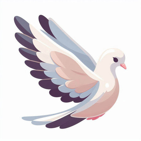 Pigeon flying isolated on a white background. Vector illustration.のイラスト素材