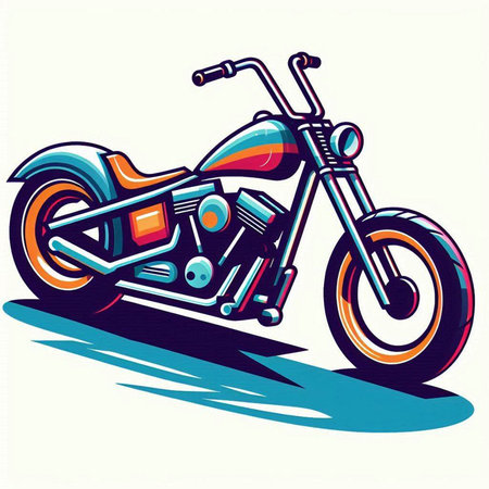 Vintage chopper motorbike with shadow on white background vector illustrationのイラスト素材