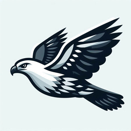 Eagle with wings in the style of the sixties. Vector illustration.のイラスト素材