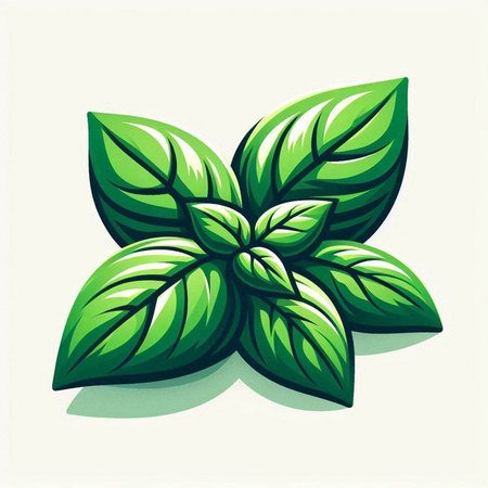 Illustration of fresh green basil leaves on a white background - vectorのイラスト素材