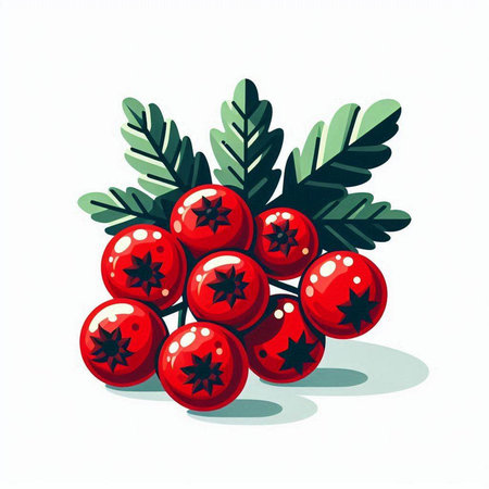 Christmas holly berry isolated on white background. Vector illustration.のイラスト素材