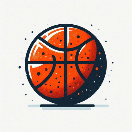 Basketball ball on the background of the basketball hoop. Vector illustrationのイラスト素材