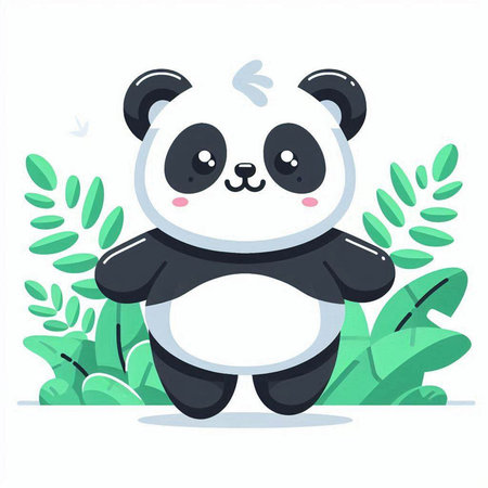 Cute panda cartoon character. Vector illustration in flat style.のイラスト素材