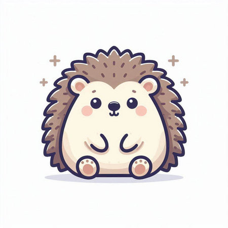 Cute little hedgehog. Vector illustration in a flat style.のイラスト素材