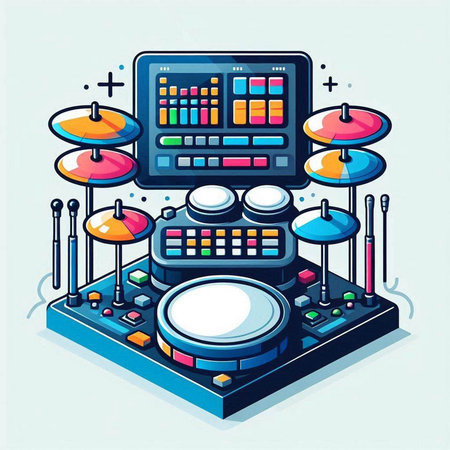 Drum set. Isometric vector illustration. Music and entertainment.のイラスト素材