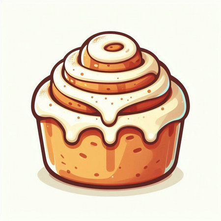 Illustration of a cupcake with cinnamon on a white background.のイラスト素材