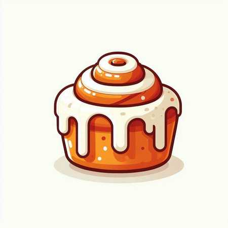 Cinnamon roll vector illustration. Cute hand drawn muffin.のイラスト素材