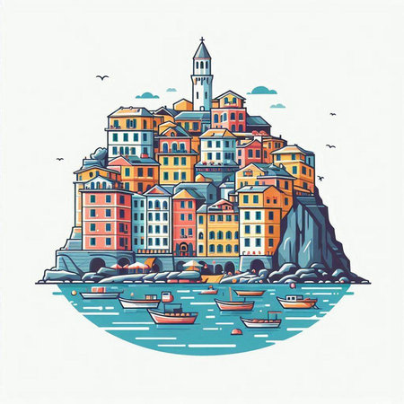 Cityscape of Rovinj, Croatia. Vector illustration.のイラスト素材
