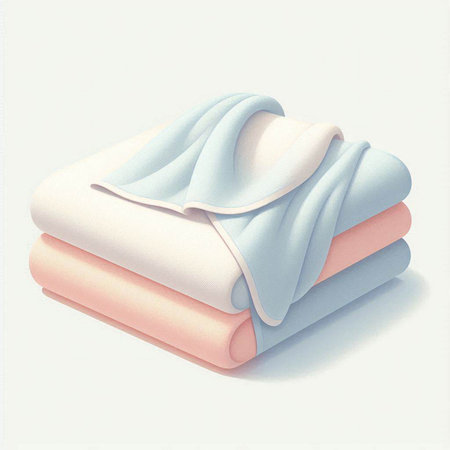 Stack of clean towels on a white background. 3D illustration.のイラスト素材