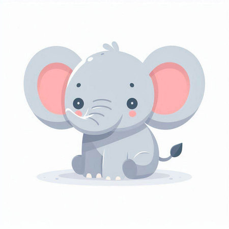 Cute cartoon elephant. Vector illustration isolated on a white background.のイラスト素材