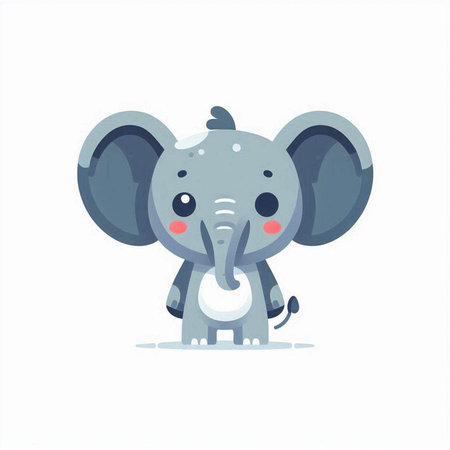 Cute cartoon elephant. Vector illustration isolated on a white background.のイラスト素材