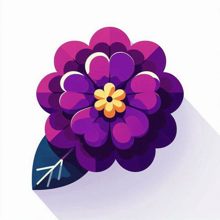 Flower icon, vector illustration. Flat design style with long shadowのイラスト素材