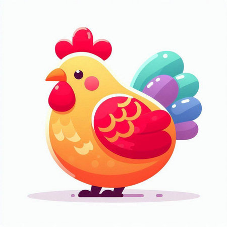 Cute cartoon rooster. Vector illustration isolated on white background.のイラスト素材