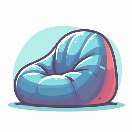 Illustration of a blue beanbag on a white background - vectorのイラスト素材