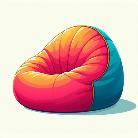 Illustration of a red and blue beanbag on a white backgroundのイラスト素材