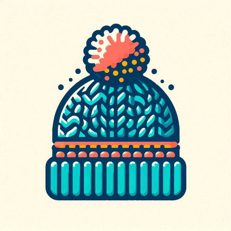 Knitted hat with pompon. Vector illustration in flat style.のイラスト素材