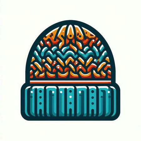 Vector illustration of a knitted hat with a pattern on a white backgroundのイラスト素材