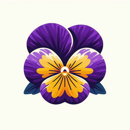 Colorful pansy flower isolated on white background. Vector illustration.のイラスト素材