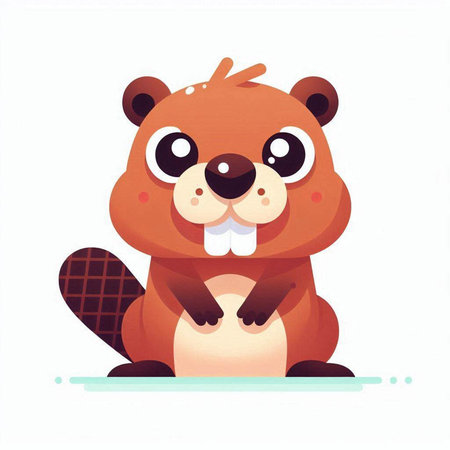 Cute cartoon beaver. Vector illustration isolated on white background.のイラスト素材