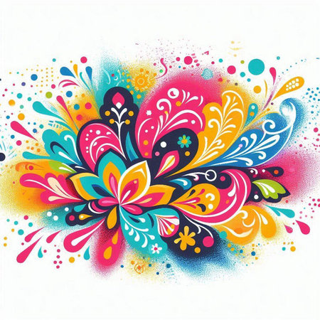 abstract colorful floral background with watercolor splashes, vector illustrationのイラスト素材