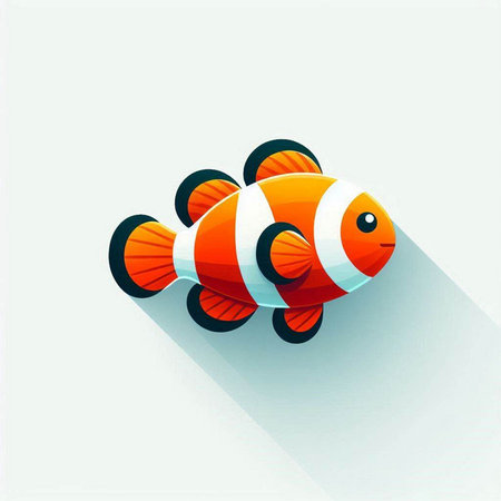 Clown fish icon, flat design, long shadow, eps10のイラスト素材