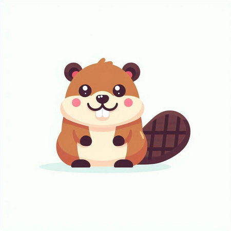 Cute beaver isolated on white background. Cartoon vector illustration.のイラスト素材