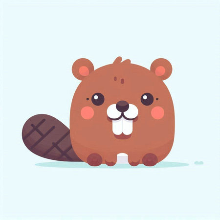 Cute cartoon beaver. Vector illustration in a flat style.のイラスト素材