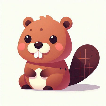 Illustration of a cute beaver on a white background. Vector illustration.のイラスト素材