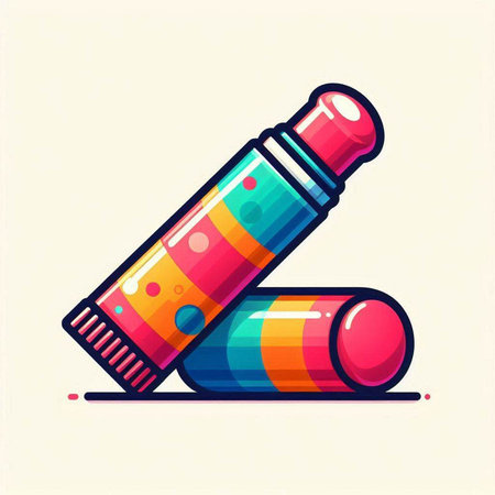 Colorful tube of paint on white background. Vector illustration in flat style.のイラスト素材