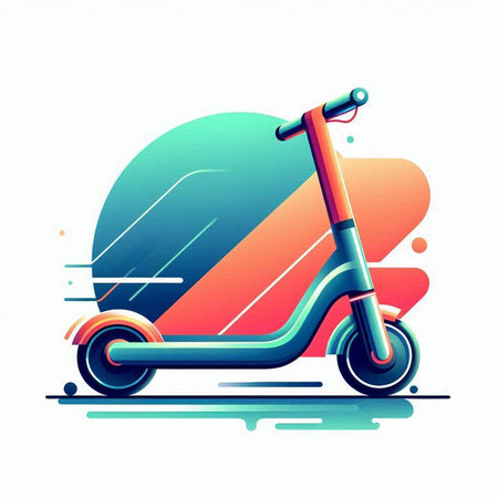 Colorful scooter isolated on a white background. Vector illustration.のイラスト素材