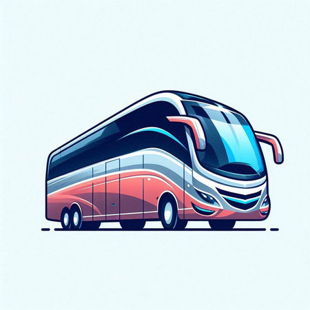 Bus vector illustration. Side view of a bus on a white background.のイラスト素材