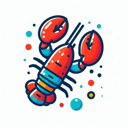 Lobster icon. Hand drawn vector illustration in cartoon style.のイラスト素材