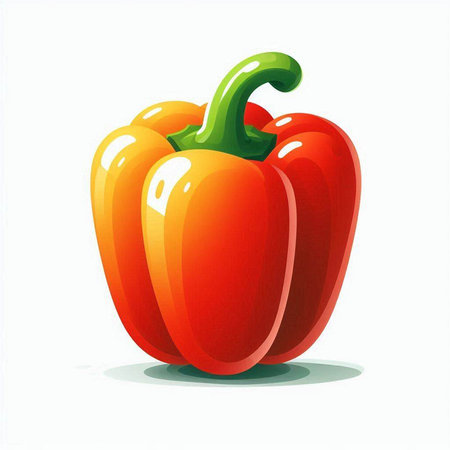 Illustration of a red bell pepper isolated on a white background.のイラスト素材
