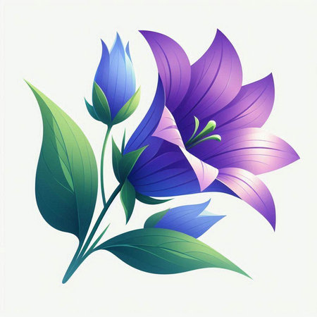 Beautiful blue bellflowers on white background. Vector illustration.のイラスト素材