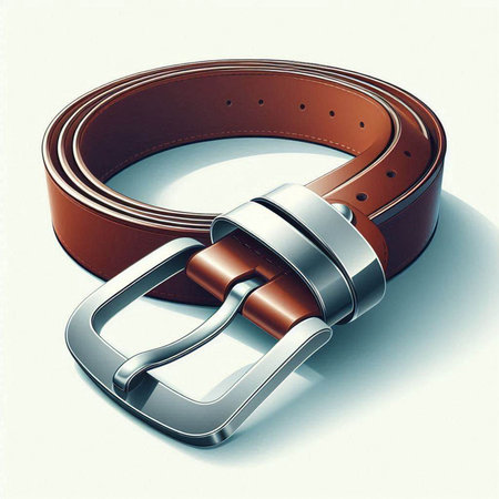 Brown belt on a white background. 3D illustration. Isolated.のイラスト素材