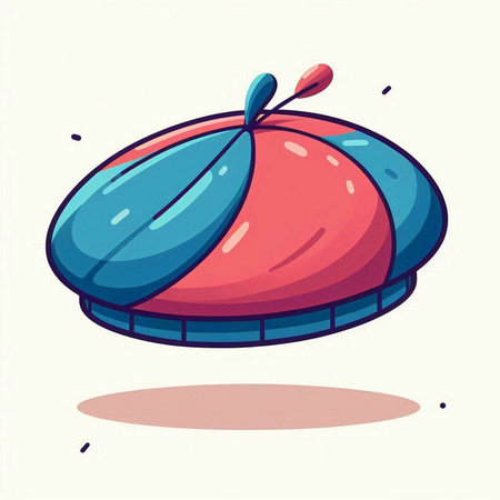 Cartoon alien flying saucer. Vector illustration of a flying saucer.のイラスト素材
