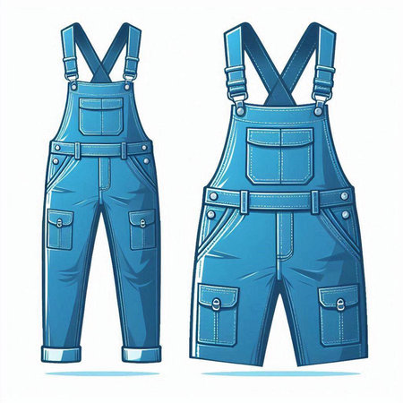 Blue work overalls isolated on white background. Vector illustration. Eps 10.のイラスト素材