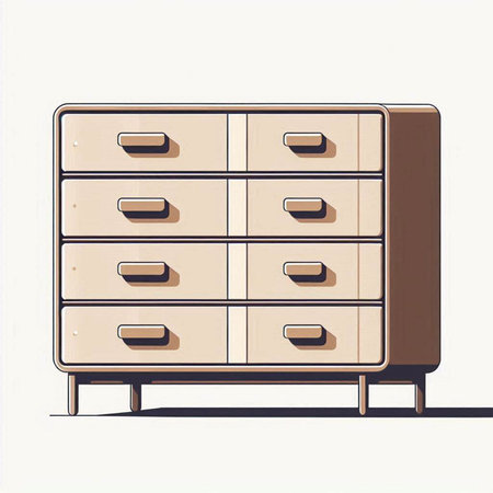 Illustration of a chest of drawers on a white background.のイラスト素材