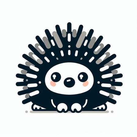 Cute cartoon hedgehog isolated on white background. Vector illustration.のイラスト素材