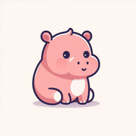 Cute hippo. Cute cartoon animal. Vector illustration.のイラスト素材