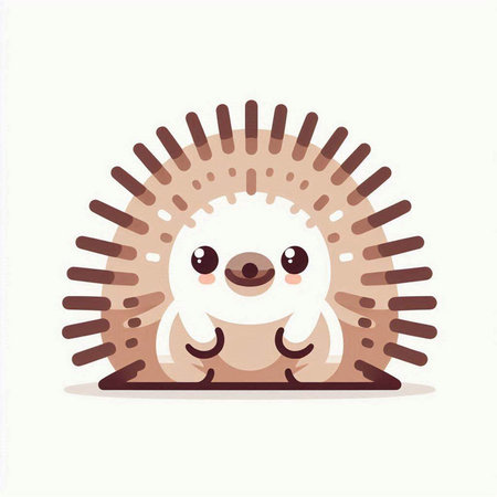 Cute hedgehog on white background. Vector illustration in cartoon style.のイラスト素材