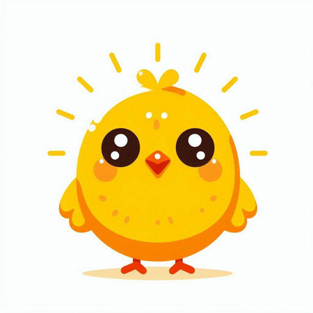 Cute little yellow chicken isolated on white background. Vector illustration.のイラスト素材